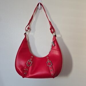 New 8 Other Reasons Delphine Double Buckle Cherry Red Shoulder Bag Y2K